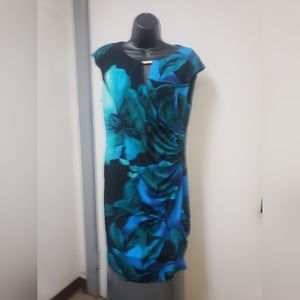 RN Studio 12P blue and black floral dress.